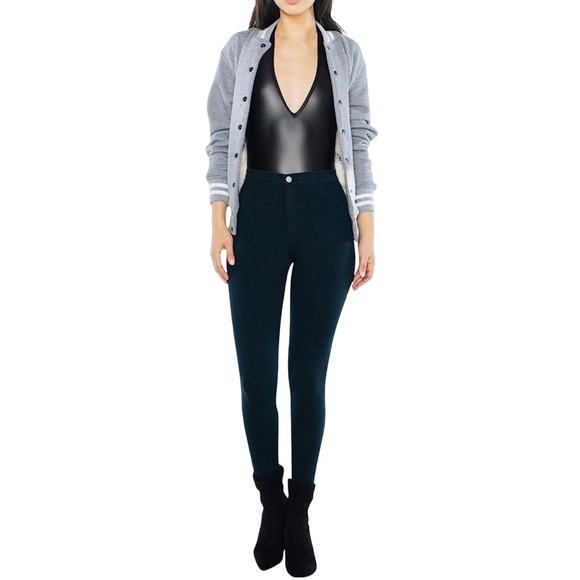 AMERICAN APPAREL Plunge Neck Backless Halter Leotard in Matte Black - Picture 4 of 5